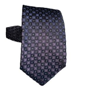 Boss Hugo Men Purple Black Silver Dot Neck Tie 100% Silk Made In Italy